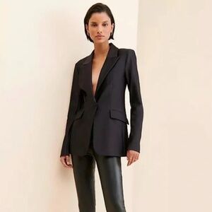 Good American Classic Black Tailored Blazer SZ S Single Button Structured Jacket